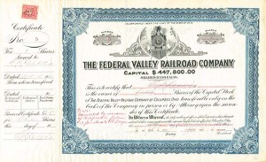 Federal Valley Railroad Co. - Stock Certificate